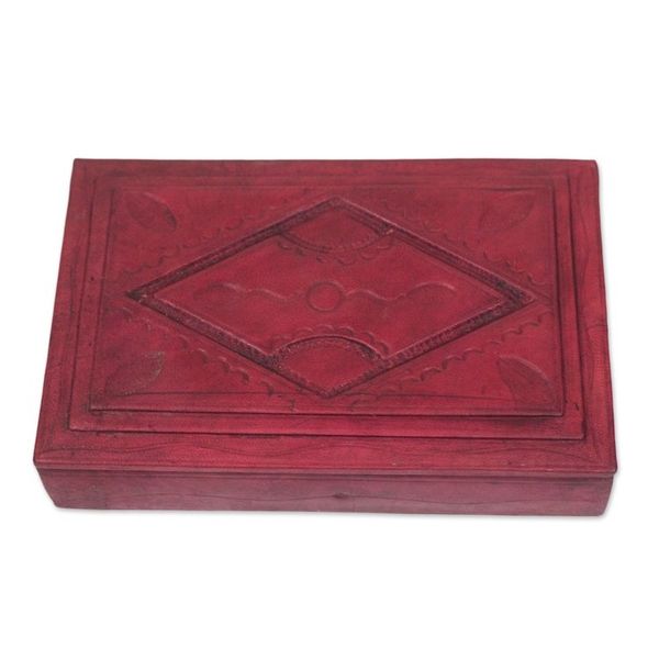 Alternate image for Handcrafted Leather Jewelry Box African Diamond