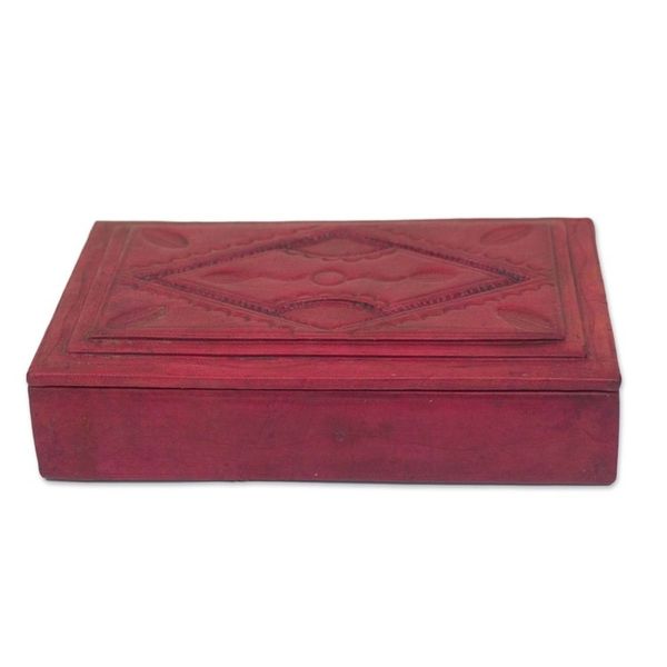 Alternate image for Handcrafted Leather Jewelry Box African Diamond