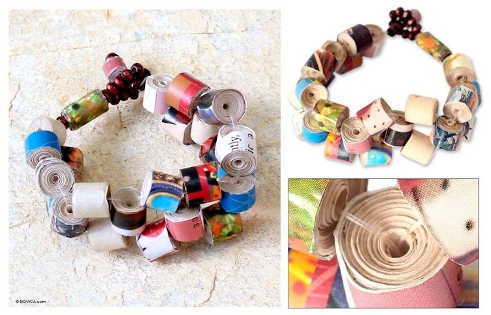 Recycled Paper Beaded Bracelet 'Crossroads'
