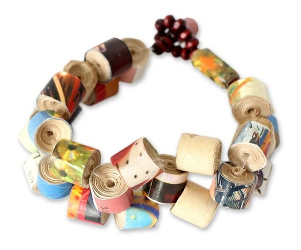 Alternate image for Recycled Paper Beaded Bracelet Crossroads