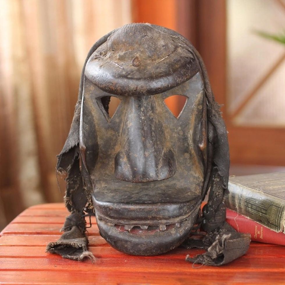 Fair Trade Ivoirian Wood Mask 'Woman's War Spirit'