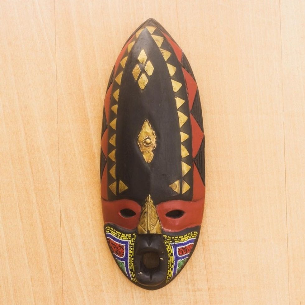 Handmade Togolese Wood Mask 'Scarecrow'