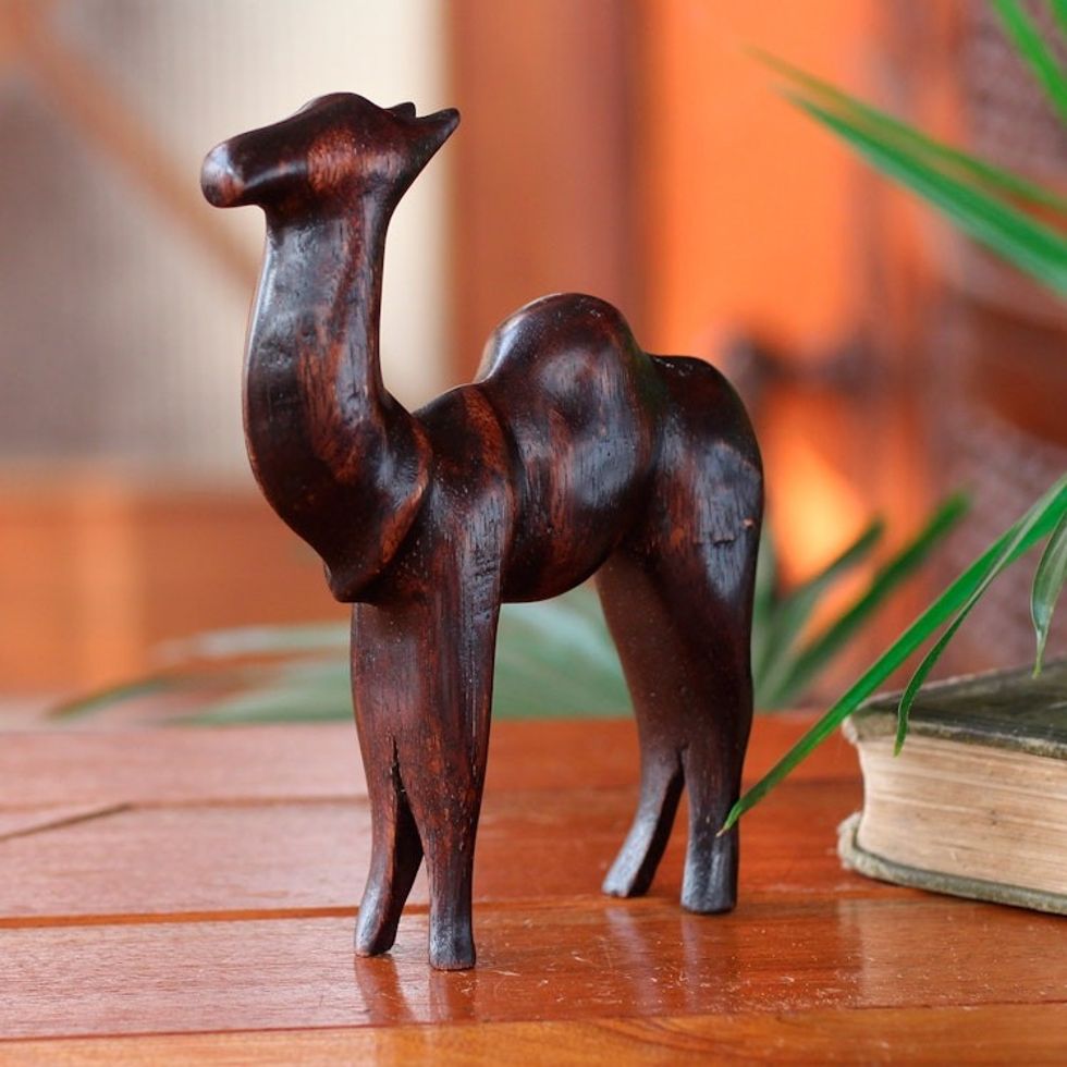 African Teak Wood Camel Sculpture 'Camel of Purpose'