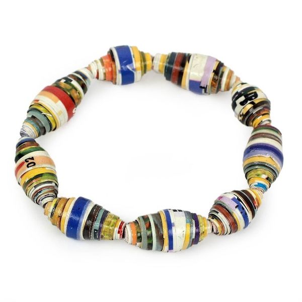 Alternate image for Multicolor Handmade Bracelet with Recycled Paper Beads Storyteller