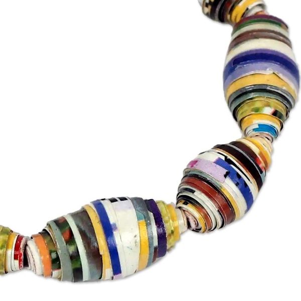 Alternate image for Multicolor Handmade Bracelet with Recycled Paper Beads Storyteller