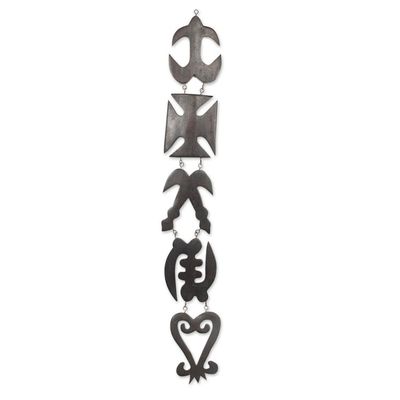 Alternate image for Hand Carved Wood Wall Panel with Ashanti Adinkra Symbols Ashanti Wisdom