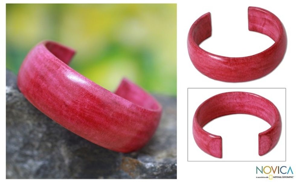 African Modern Leather Cuff Bracelet 'Annula in Pink'