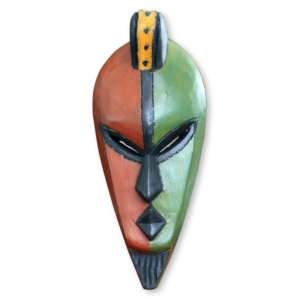 Alternate image for Hand Carved and Painted African Mask from Ghana Desire for Peace