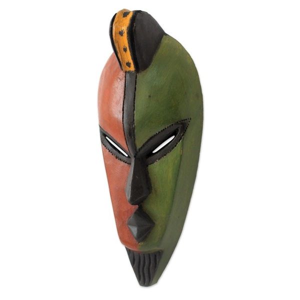 Alternate image for Hand Carved and Painted African Mask from Ghana Desire for Peace