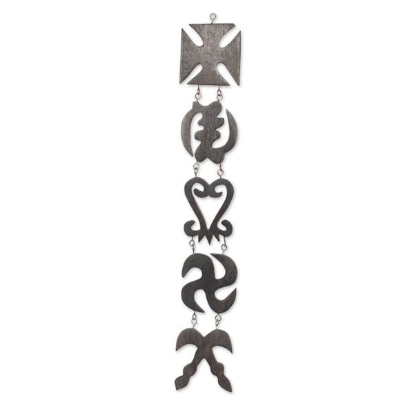 Image for Ashanti Adinkra Symbols Hand Carved Wood Wall Panel Ashanti Wisdom II