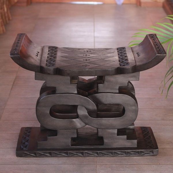 Alternate image for Wood Throne Stool Songhorn Lagoon