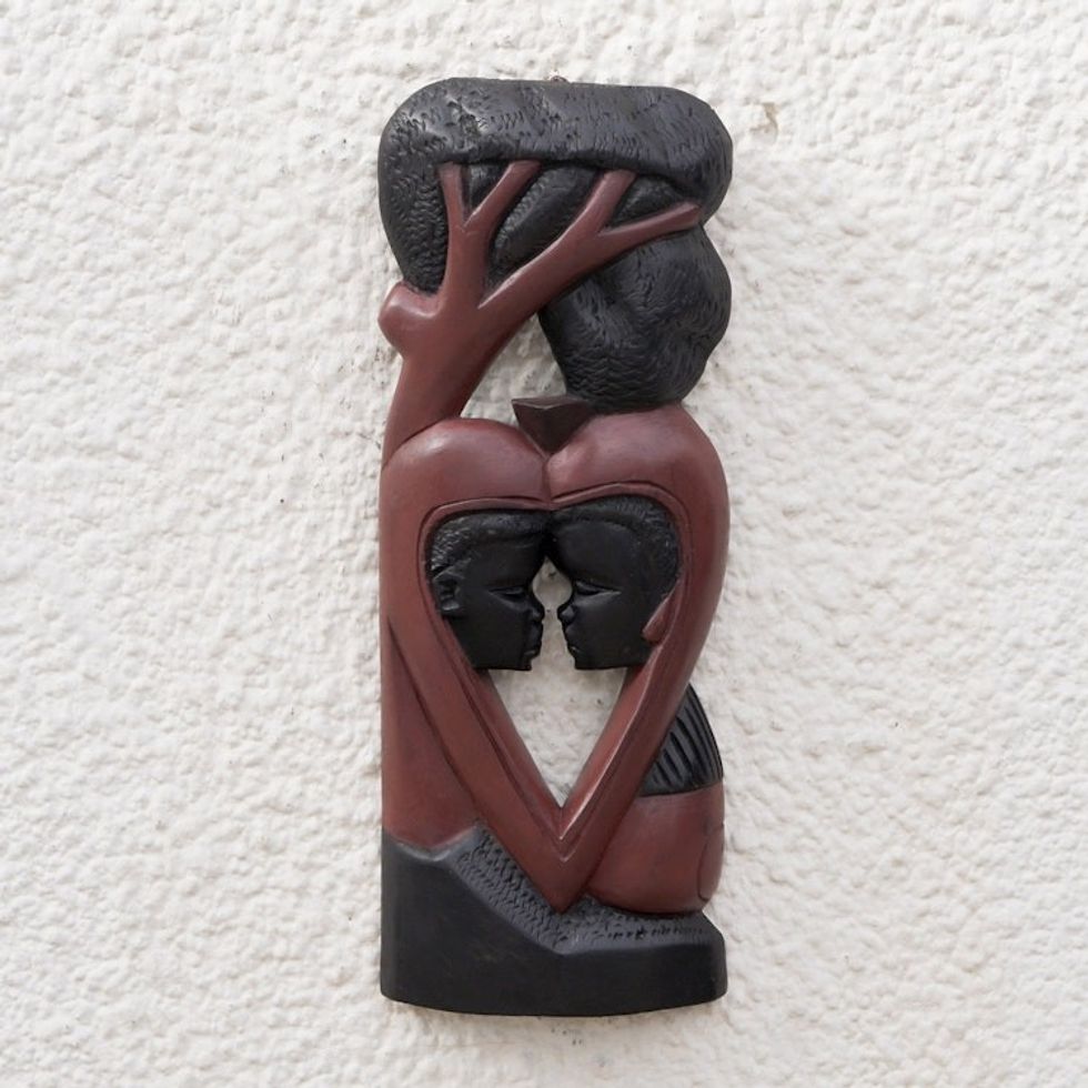 Romantic Wood Relief Panel 'Love that Grows'