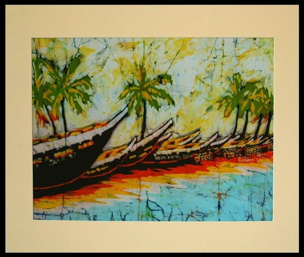 Batik art 'Fishing Canoes'