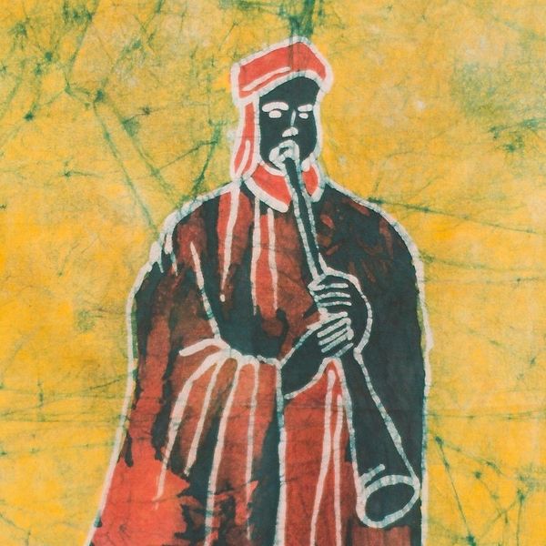 Alternate image for Batik Cotton Wall Hanging of an African Musician from Ghana Ghanaian Musician