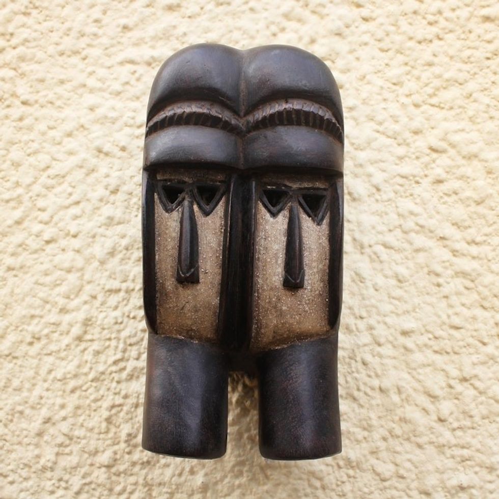 Ivoirian wood mask 'Kran Twins'