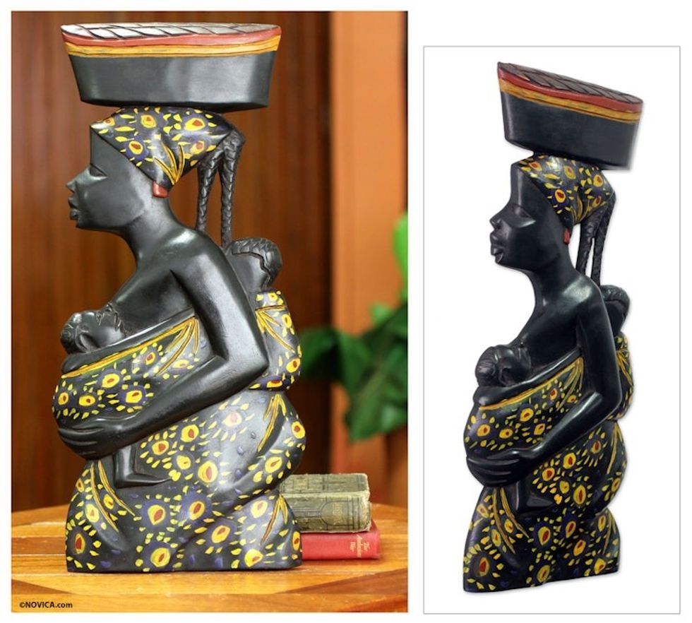 African Mother and Child Wood Wall Sculpture 'Appreciation'