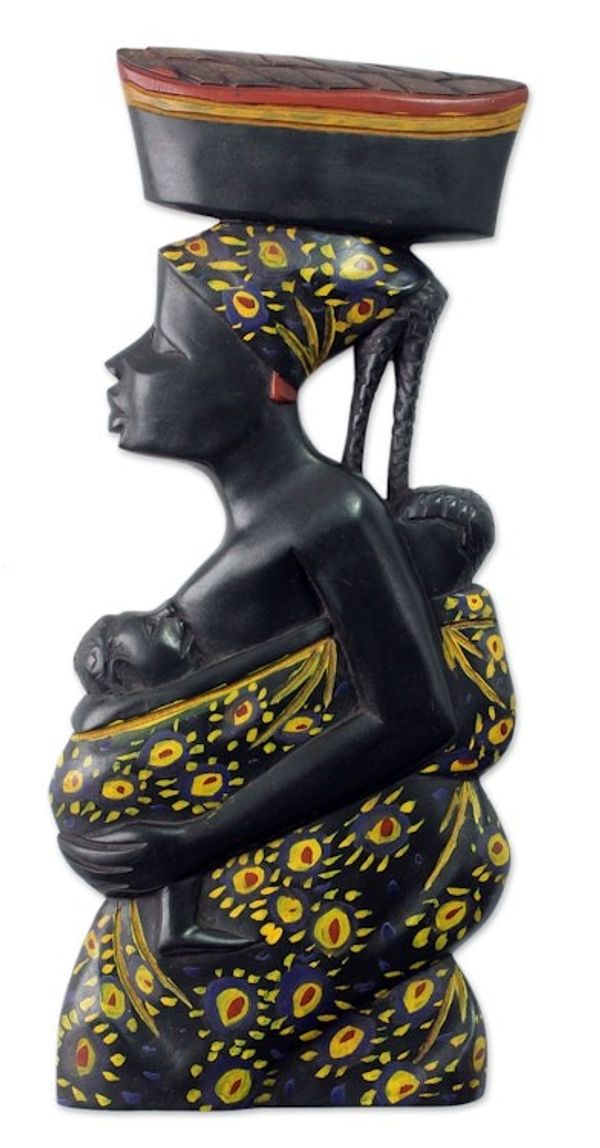 Alternate image for African Mother and Child Wood Wall Sculpture Appreciation