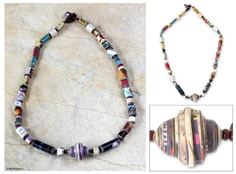 Unique Recycled Paper Beaded Necklace 'Simply Me'