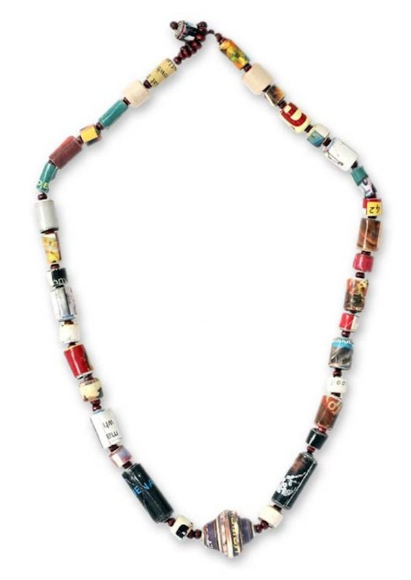 Alternate image for Unique Recycled Paper Beaded Necklace Simply Me