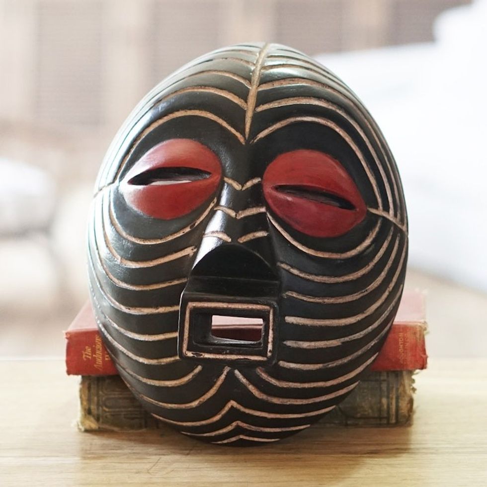 Hand Made Congolese Wood Mask 'Congo Tribal Chief'