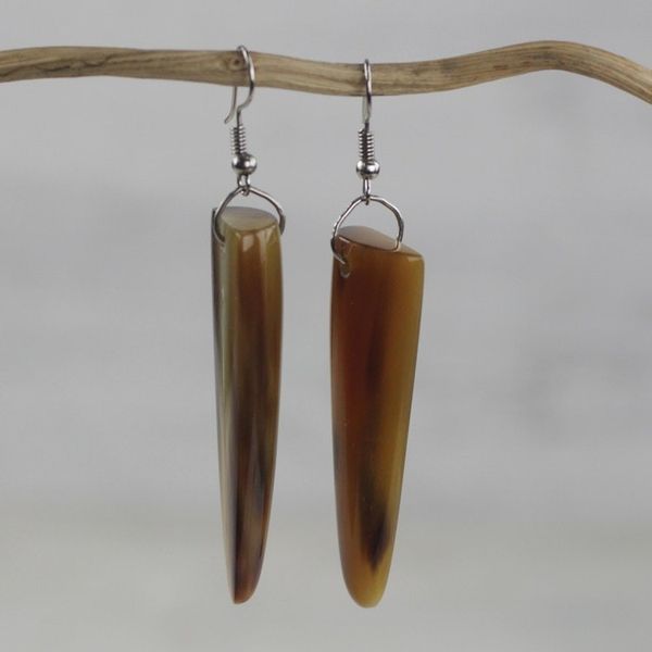 Alternate image for Modern Horn Dangle Earrings Brown Enyefewu