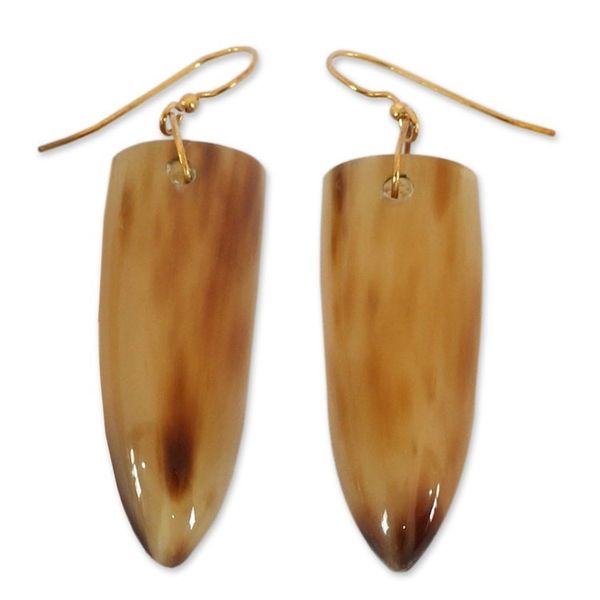 Alternate image for Modern Horn Dangle Earrings Brown Enyefewu