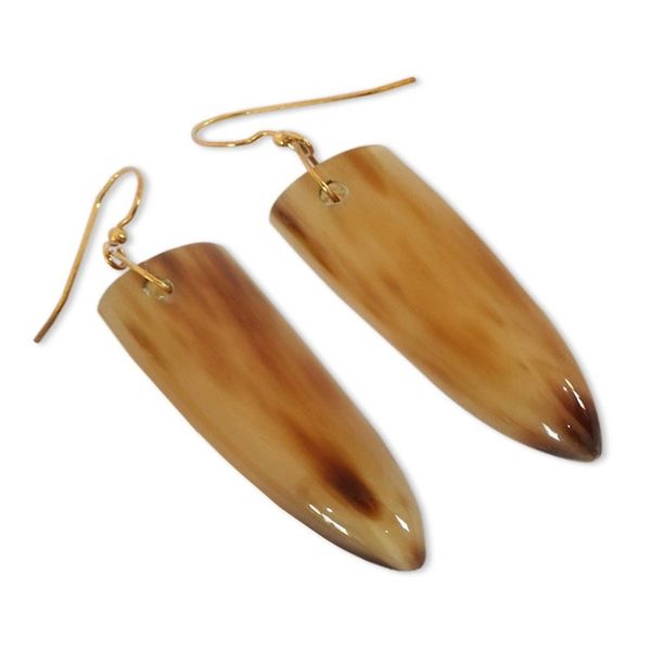Alternate image for Modern Horn Dangle Earrings Brown Enyefewu