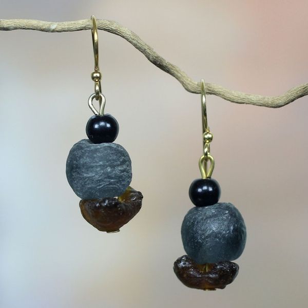 Alternate image for African Handcrafted Recycled Glass Dangle Earrings Magic