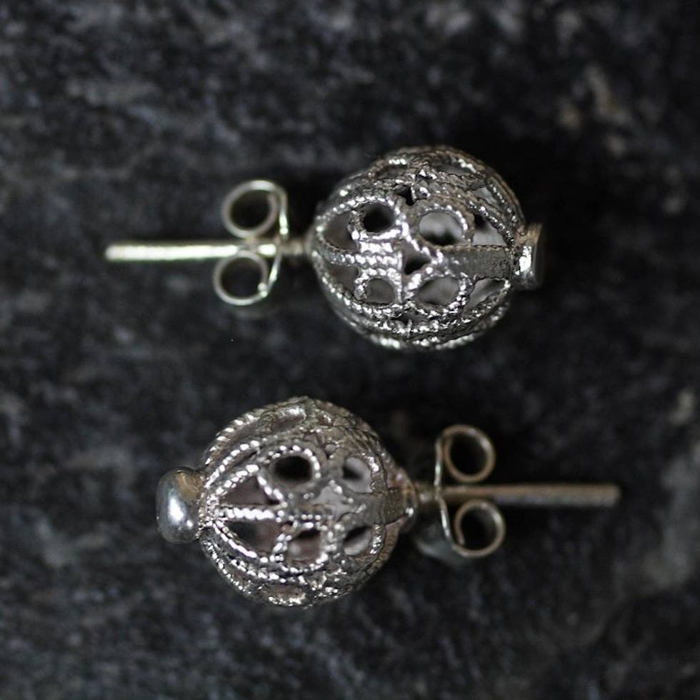 Sterling Silver Filigree Earrings 'African Filigree'