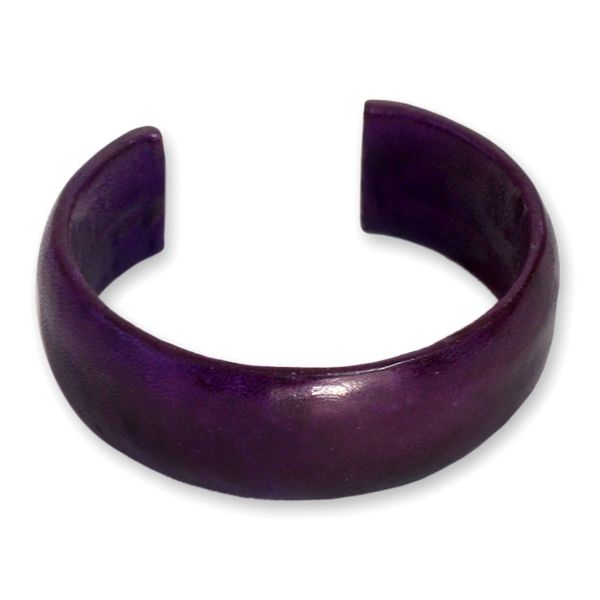 Alternate image for Artisan Crafted Leather Cuff Bracelet Annula in Purple