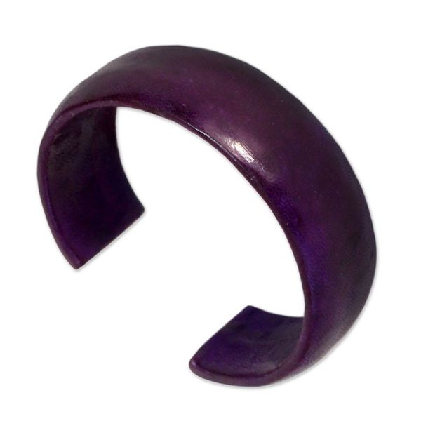 Alternate image for Artisan Crafted Leather Cuff Bracelet Annula in Purple