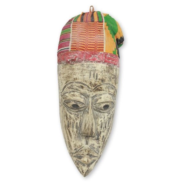 Alternate image for Ewe Tribal African Mask with Kente Cloth from Ghana Elder Ewe Gentleman