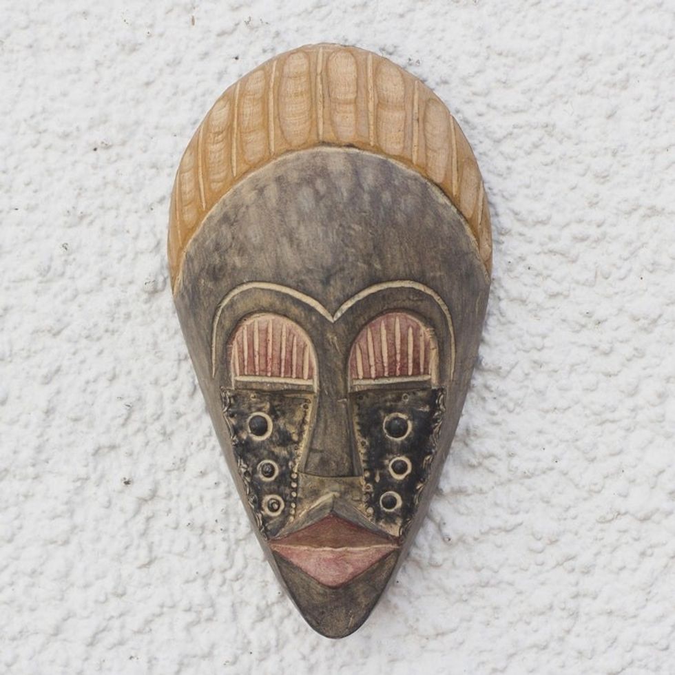 Akan Wood Mask 'Bold Courage'