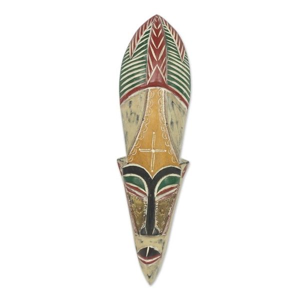 Alternate image for Hand Crafted African Dance Mask from Ghana Dancing Maiden II