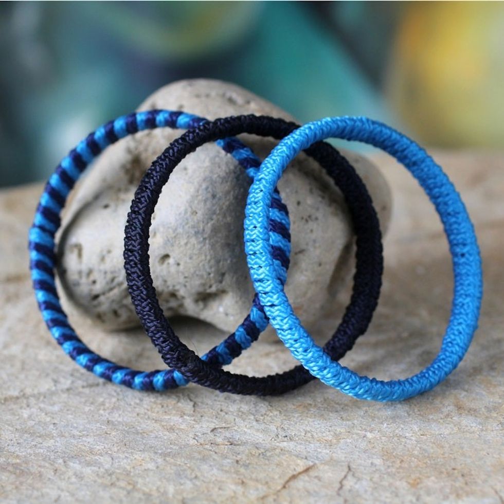 Bangle bracelets Set of 3 'Evening Tide'