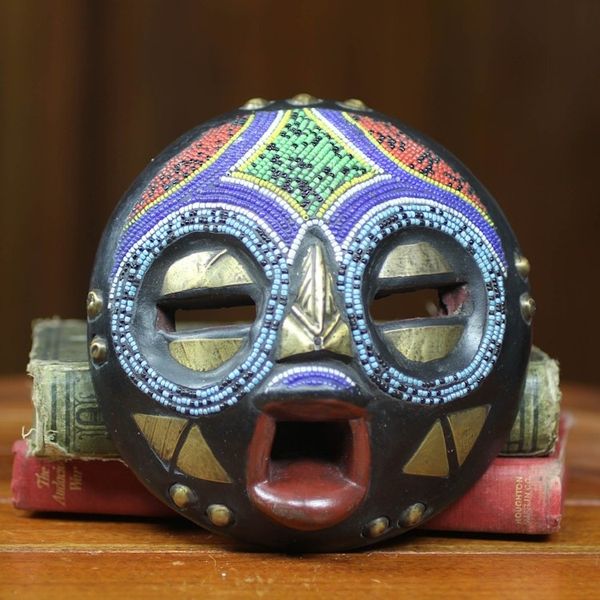 Alternate image for Colorful African Tribal Linguist Mask Crafted by Hand Okyeame