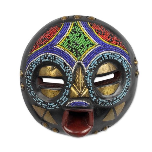 Alternate image for Colorful African Tribal Linguist Mask Crafted by Hand Okyeame