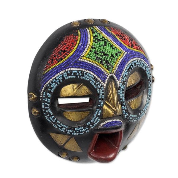 Alternate image for Colorful African Tribal Linguist Mask Crafted by Hand Okyeame