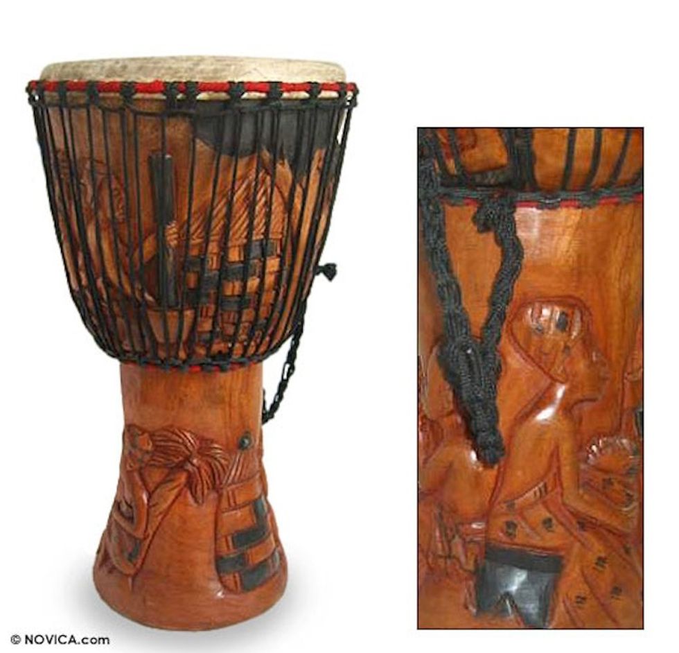 Hand Made Wood Djembe Drum 'Botanical Beat'