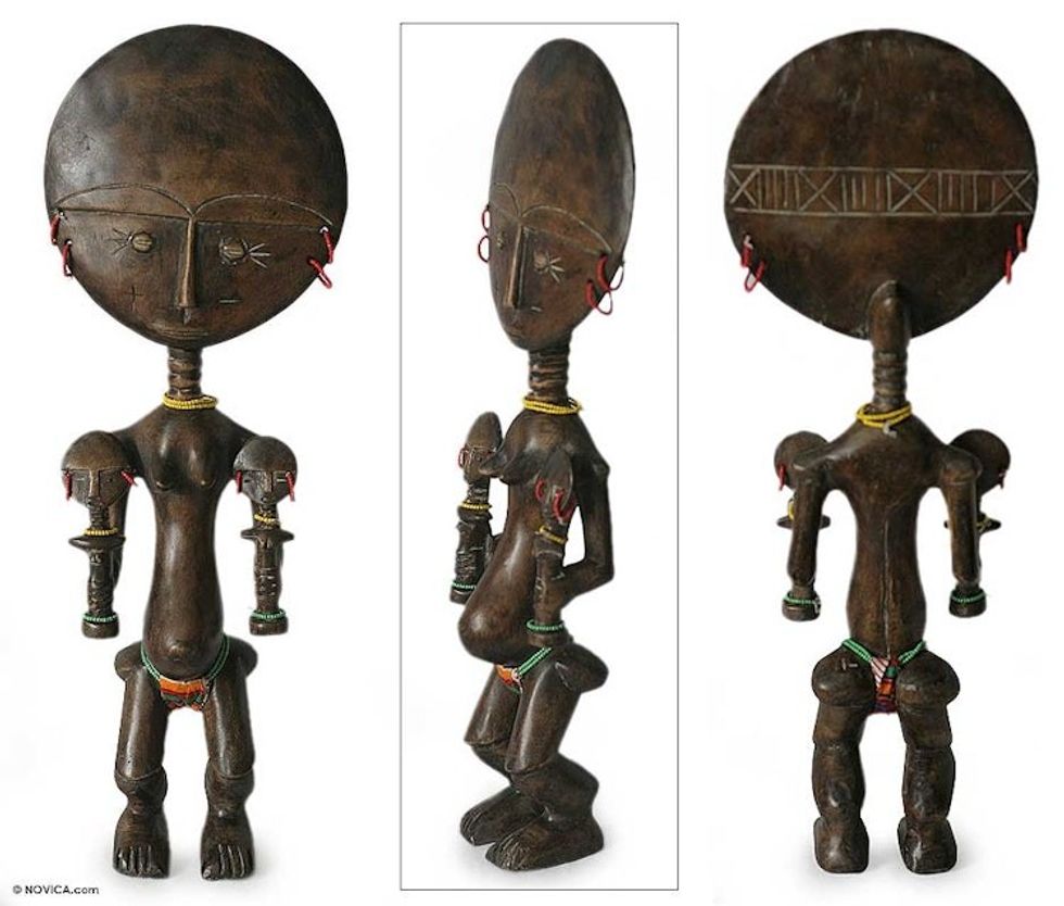 Wood fertility doll 'Twin Children'