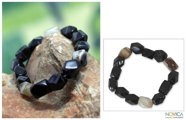 Alternate image for Hand Crafted Beaded Agate Bracelet Akan Delight