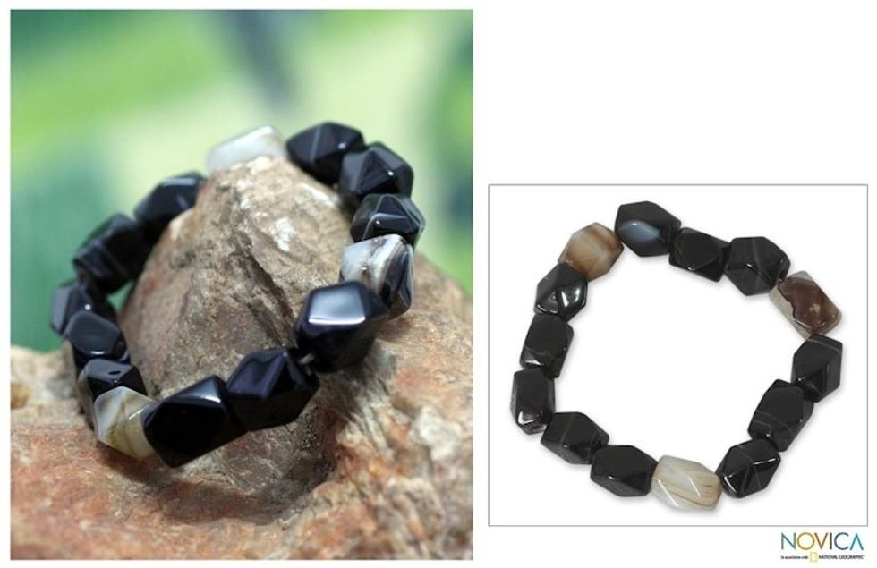 Hand Crafted Beaded Agate Bracelet 'Akan Delight'