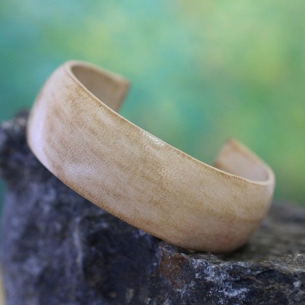 Alternate image for Hand Made Leather Cuff Bracelet Annula in Beige