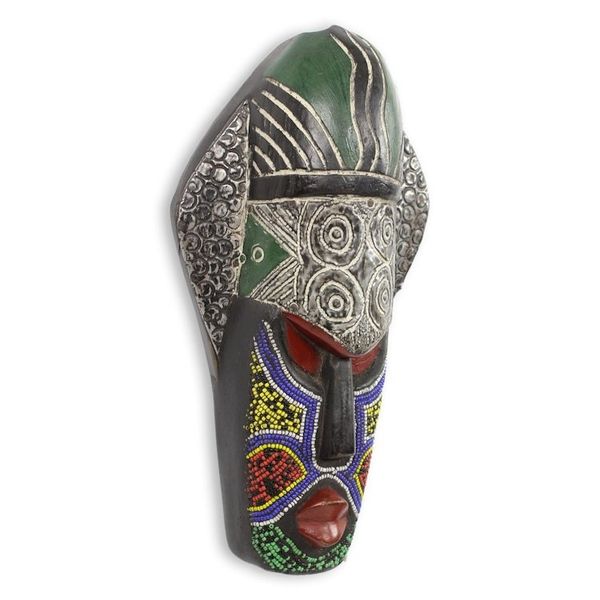 Alternate image for Tribal Chief African Mask Beaded Wood Landa