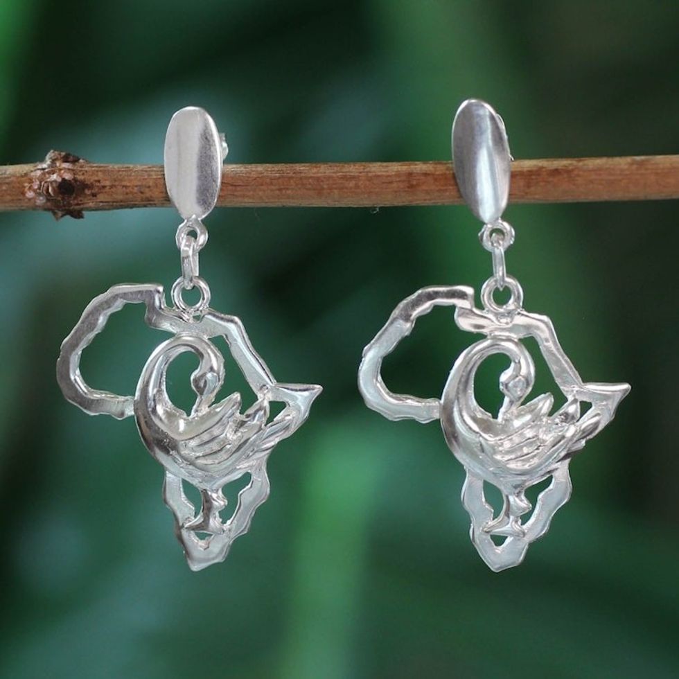 Sterling silver dangle earrings 'Back to Africa'