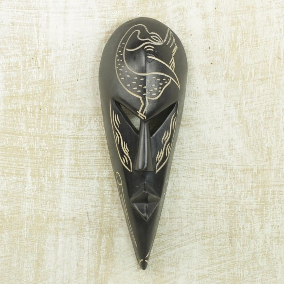 Hand Made Wood Mask 'Sankofa Bird'