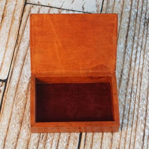 Alternate image for Leather Covered Wood Jewelry Box from Ghana Bamako Visions I