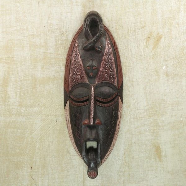 Alternate image for African wood mask Owo Snake
