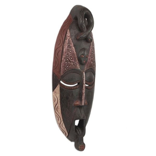 Alternate image for African wood mask Owo Snake