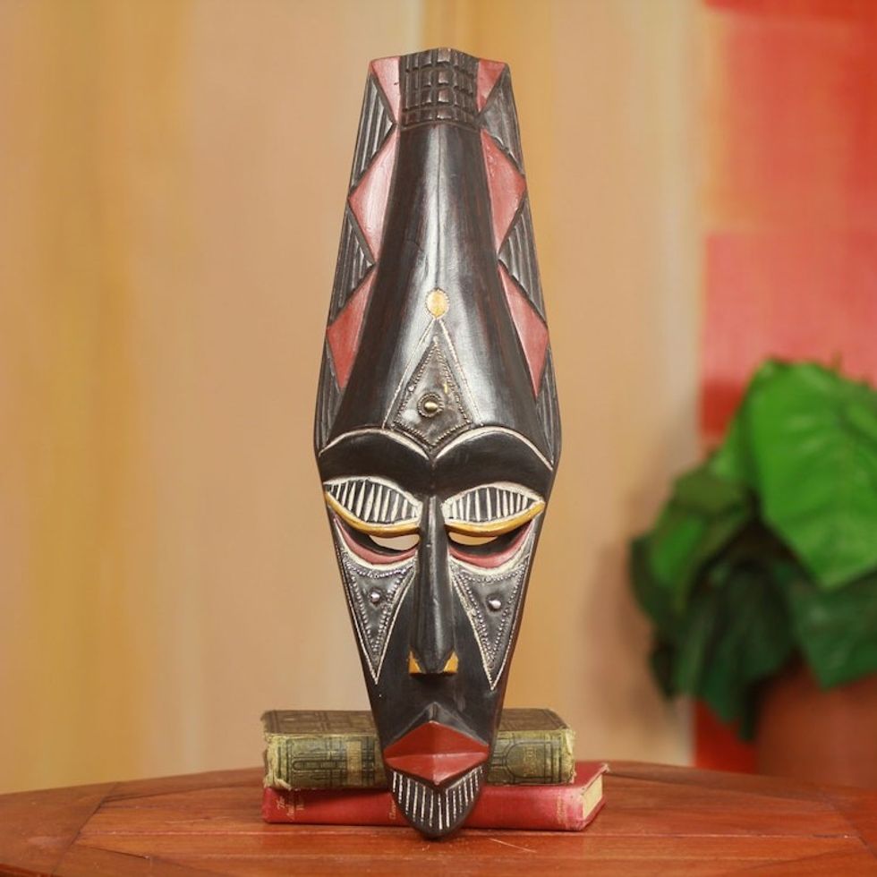 Fair Trade African Decorative Wood Mask from Ghana 'Adanaya'